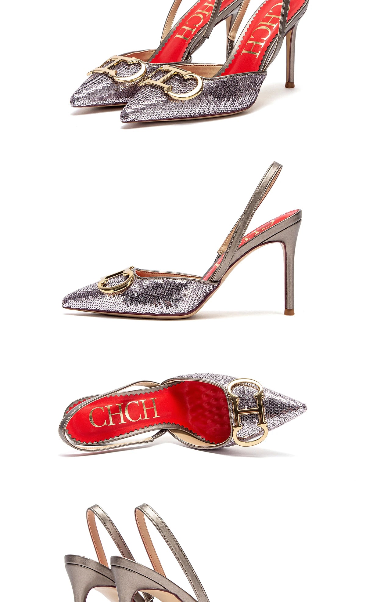 Women's High Heels - Strappy Pointed Toe Pumps With 9cm Thin Heel Platform - ZOOMNSTORE