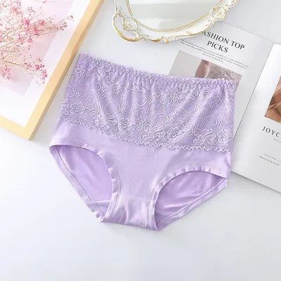 High Waist Womens Panties - 3pcs Lace Briefs Large Size Breathable Milk Silk Lingerie - ZOOMNSTORE
