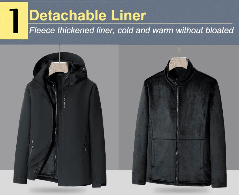 Women's Hiking Fleece Jacket | Warm Waterproof Windbreaker 3 In 1 Thermal Outdoor Camping Coat - ZOOMNSTORE