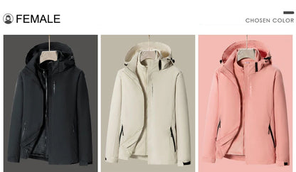 Women's Hiking Fleece Jacket | Warm Waterproof Windbreaker 3 In 1 Thermal Outdoor Camping Coat - ZOOMNSTORE