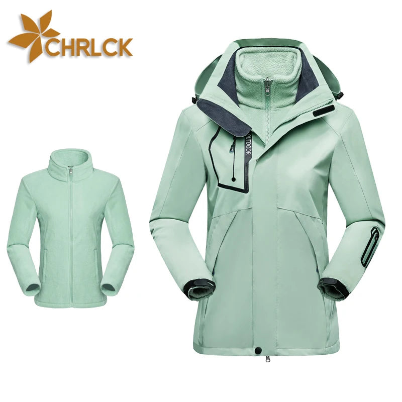 Women's Hiking Jacket - 3 In 1 Waterproof Windproof Fleece Outdoor Coat - ZOOMNSTORE