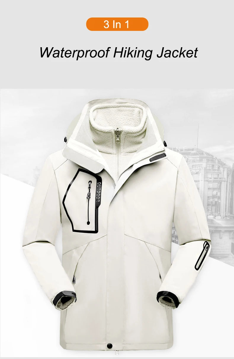 Women's Hiking Jacket - 3 In 1 Waterproof Windproof Fleece Outdoor Coat - ZOOMNSTORE