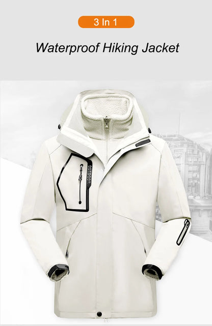 Women's Hiking Jacket - 3 In 1 Waterproof Windproof Fleece Outdoor Coat - ZOOMNSTORE