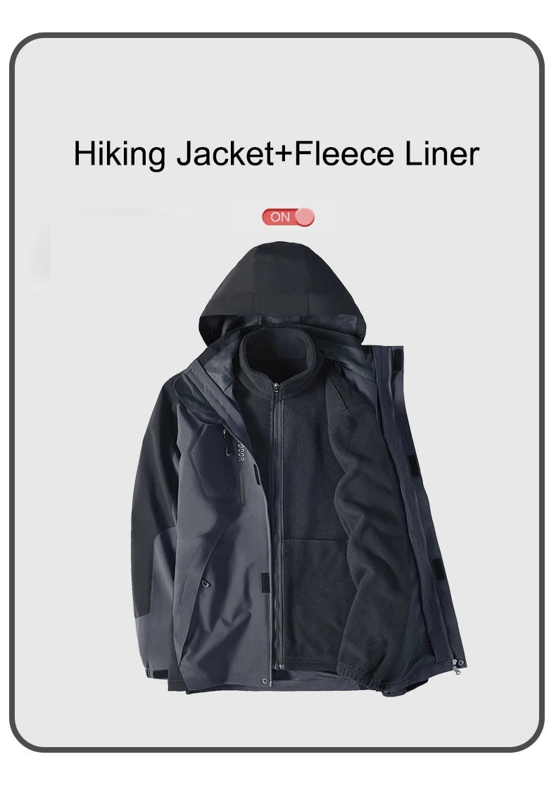 Women's Hiking Jacket - 3 In 1 Waterproof Windproof Fleece Outdoor Coat - ZOOMNSTORE