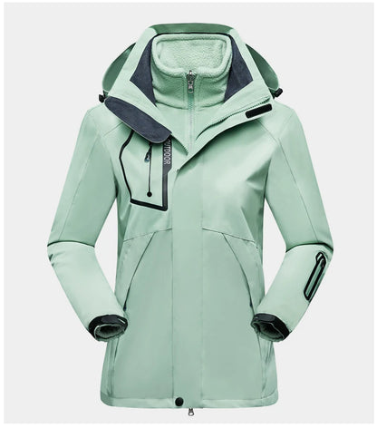 Women's Hiking Jacket - 3 In 1 Waterproof Windproof Fleece Outdoor Coat - ZOOMNSTORE