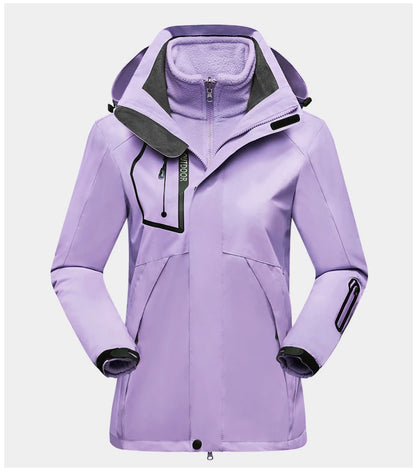 Women's Hiking Jacket - 3 In 1 Waterproof Windproof Fleece Outdoor Coat - ZOOMNSTORE