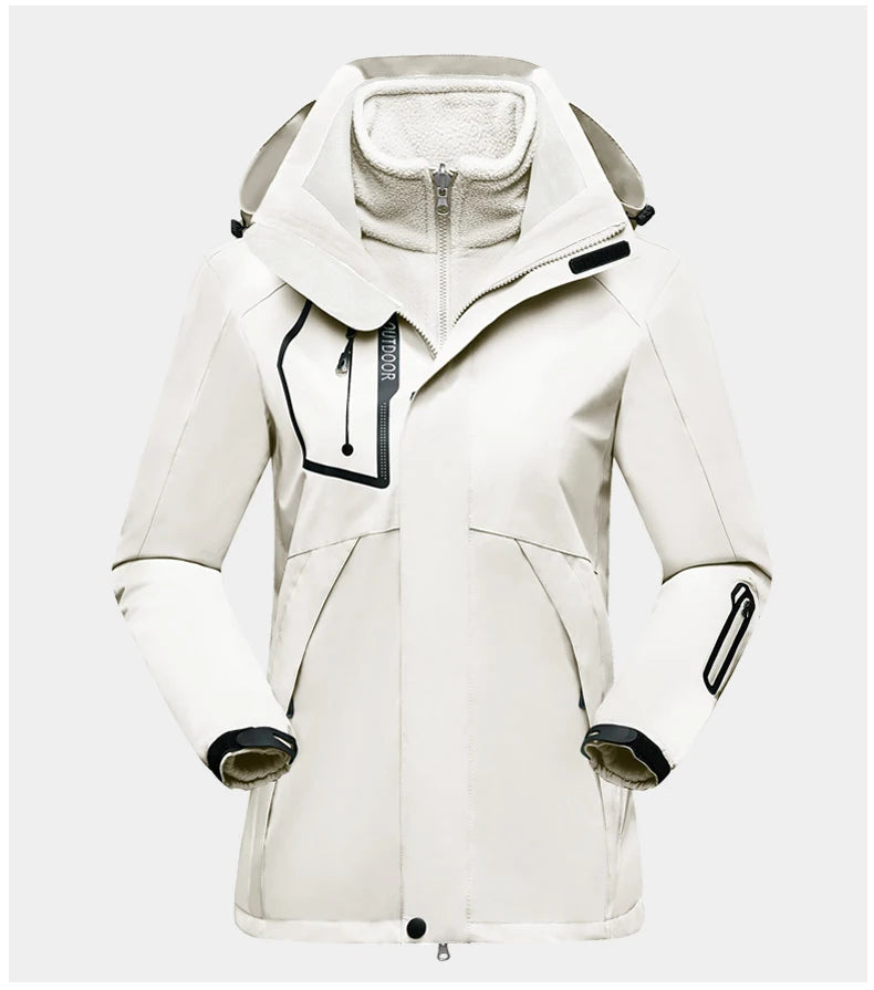 Women's Hiking Jacket - 3 In 1 Waterproof Windproof Fleece Outdoor Coat - ZOOMNSTORE