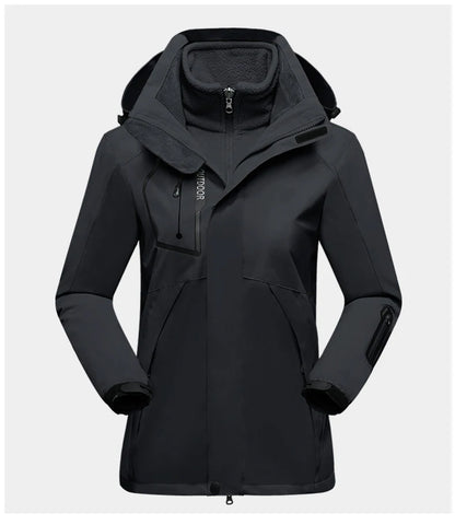 Women's Hiking Jacket - 3 In 1 Waterproof Windproof Fleece Outdoor Coat - ZOOMNSTORE