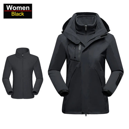 Women's Hiking Jacket - 3 In 1 Waterproof Windproof Fleece Outdoor Coat - ZOOMNSTORE