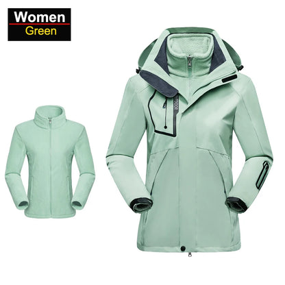 Women's Hiking Jacket - 3 In 1 Waterproof Windproof Fleece Outdoor Coat - ZOOMNSTORE