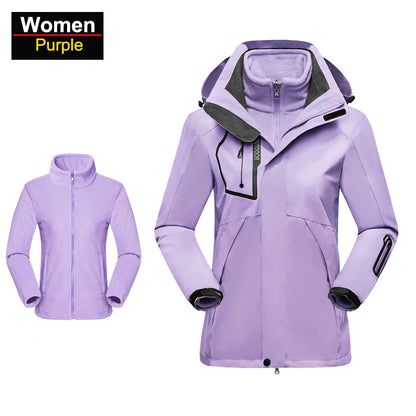 Women's Hiking Jacket - 3 In 1 Waterproof Windproof Fleece Outdoor Coat - ZOOMNSTORE