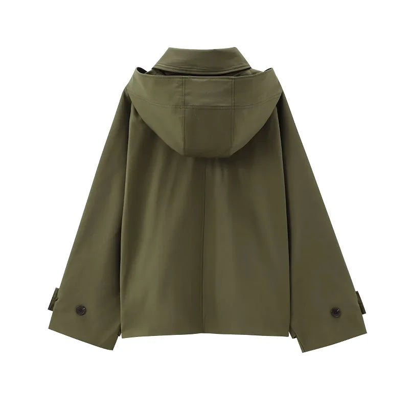 HXAO Green Warm Winter Hooded Jackets Women's 2024 Autumn Outdoor Oversized Bomber Jacket Coats Demi-Season Windbreak Outerwears - ZOOMNSTORE
