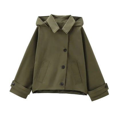 HXAO Green Warm Winter Hooded Jackets Women's 2024 Autumn Outdoor Oversized Bomber Jacket Coats Demi-Season Windbreak Outerwears - ZOOMNSTORE