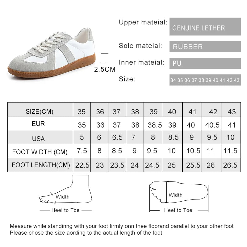 Genuine Leather Womens Sneakers - Casual Spring Flat Training Shoes - ZOOMNSTORE