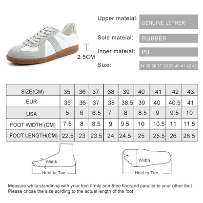 Genuine Leather Womens Sneakers - Casual Spring Flat Training Shoes - ZOOMNSTORE