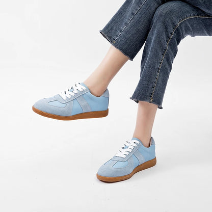 Genuine Leather Womens Sneakers - Casual Spring Flat Training Shoes - ZOOMNSTORE