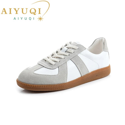 Genuine Leather Womens Sneakers - Casual Spring Flat Training Shoes - ZOOMNSTORE