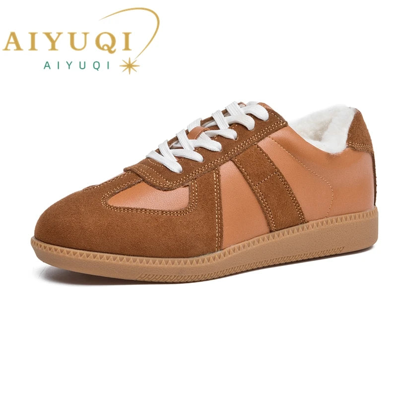 Genuine Leather Womens Sneakers - Casual Spring Flat Training Shoes - ZOOMNSTORE