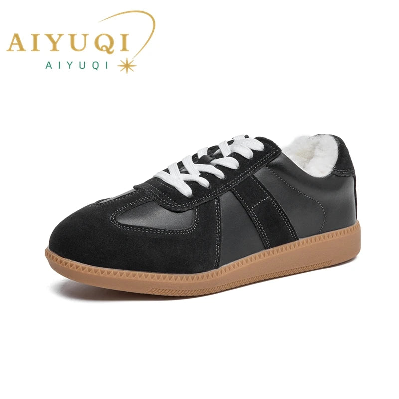 Genuine Leather Womens Sneakers - Casual Spring Flat Training Shoes - ZOOMNSTORE