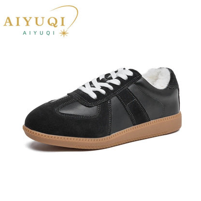 Genuine Leather Womens Sneakers - Casual Spring Flat Training Shoes - ZOOMNSTORE