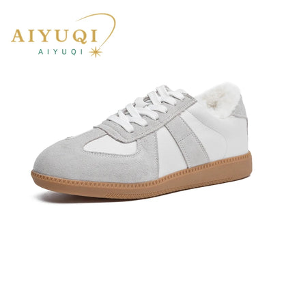Genuine Leather Womens Sneakers - Casual Spring Flat Training Shoes - ZOOMNSTORE