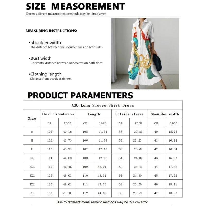 Retro Long-Sleeved Dress - Womens Splicing Printed Fall  Winter Shirt Dress - ZOOMNSTORE