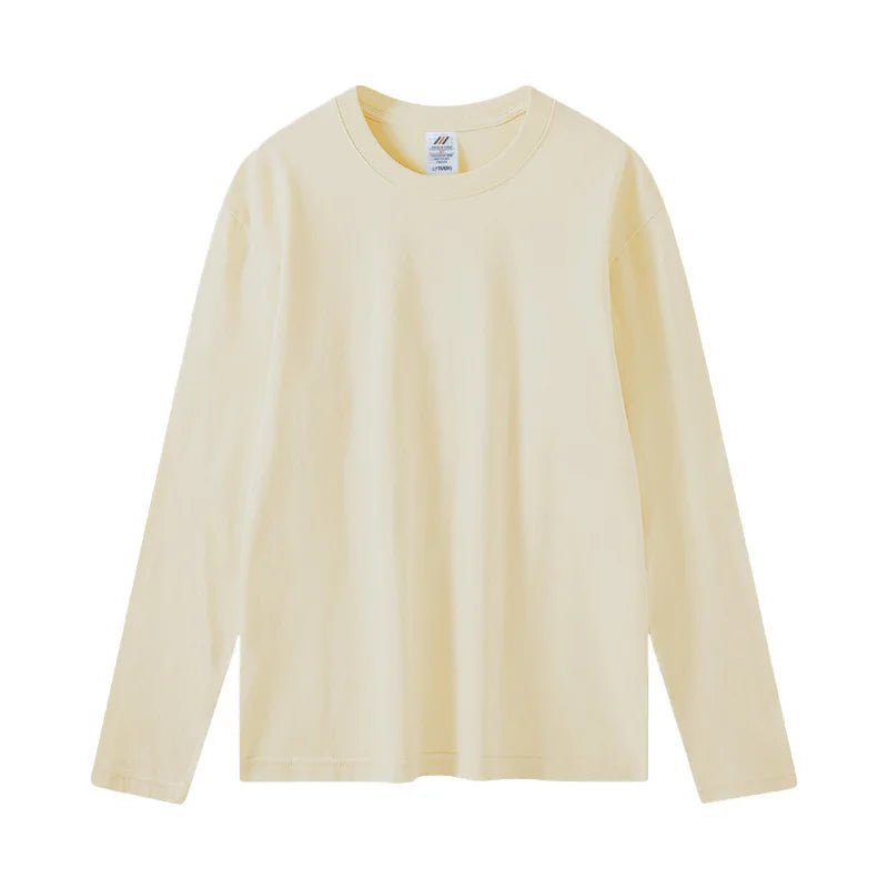 Women's Long Sleeve T-Shirt – Cotton Casual Streetwear Harajuku Style Solid White Tee - ZOOMNSTORE