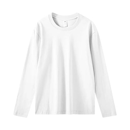 Women's Long Sleeve T-Shirt – Cotton Casual Streetwear Harajuku Style Solid White Tee - ZOOMNSTORE