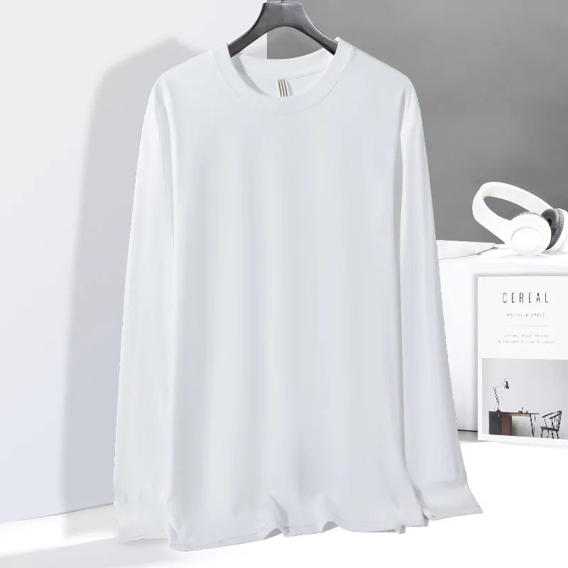 Women's Long Sleeve T-Shirt – Cotton Casual Streetwear Harajuku Style Solid White Tee - ZOOMNSTORE
