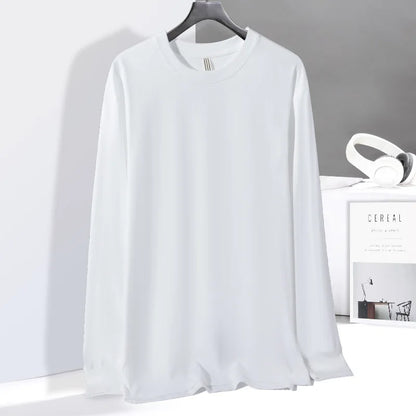 Women's Long Sleeve T-Shirt – Cotton Casual Streetwear Harajuku Style Solid White Tee - ZOOMNSTORE