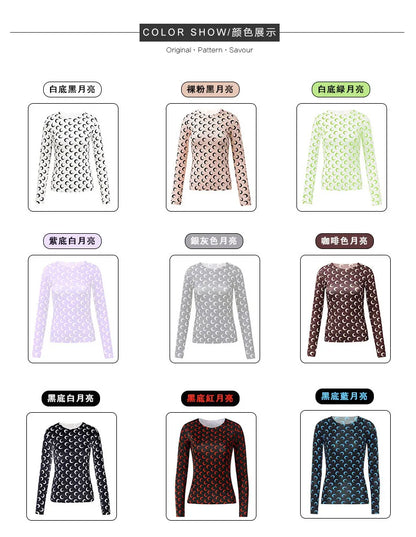 Women's Long Sleeve T-Shirt - Slim Fit Cotton Polyester Casual Tops | Breathable Mesh - ZOOMNSTORE