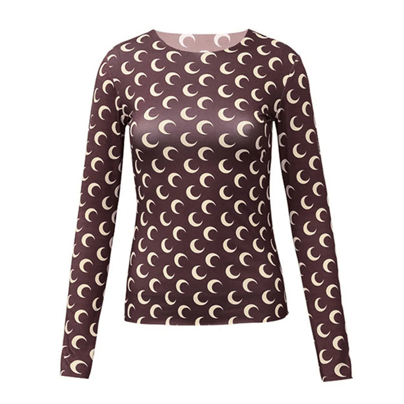 Women's Long Sleeve T-Shirt - Slim Fit Cotton Polyester Casual Tops | Breathable Mesh - ZOOMNSTORE