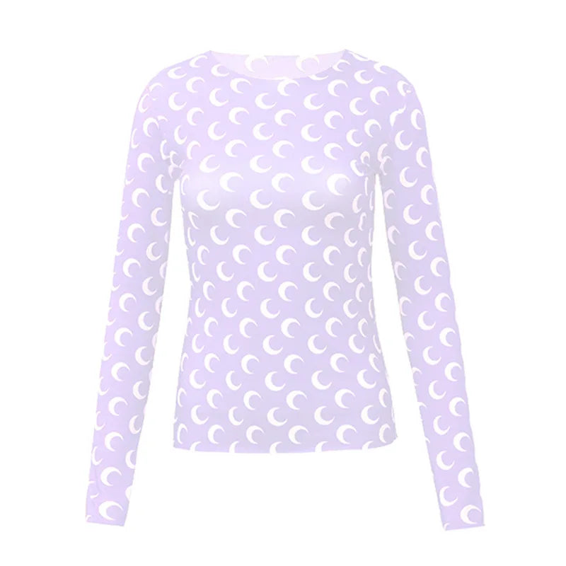 Women's Long Sleeve T-Shirt - Slim Fit Cotton Polyester Casual Tops | Breathable Mesh - ZOOMNSTORE
