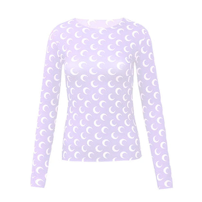 Women's Long Sleeve T-Shirt - Slim Fit Cotton Polyester Casual Tops | Breathable Mesh - ZOOMNSTORE
