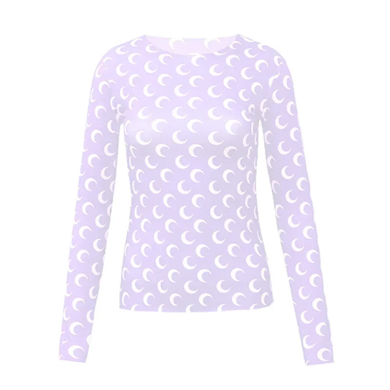 Women's Long Sleeve T-Shirt - Slim Fit Cotton Polyester Casual Tops | Breathable Mesh - ZOOMNSTORE