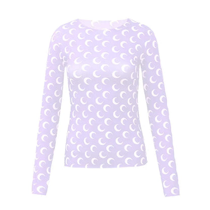 Women's Long Sleeve T-Shirt - Slim Fit Cotton Polyester Casual Tops | Breathable Mesh - ZOOMNSTORE