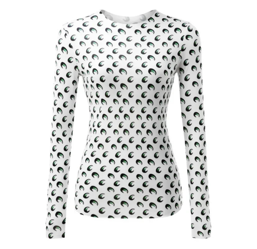 Women's Long Sleeve T-Shirt - Slim Fit Cotton Polyester Casual Tops | Breathable Mesh - ZOOMNSTORE