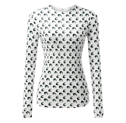 Women's Long Sleeve T-Shirt - Slim Fit Cotton Polyester Casual Tops | Breathable Mesh - ZOOMNSTORE
