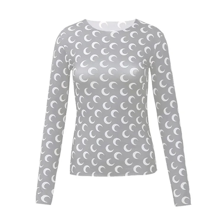 Women's Long Sleeve T-Shirt - Slim Fit Cotton Polyester Casual Tops | Breathable Mesh - ZOOMNSTORE