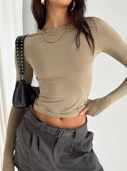 Womens Long Sleeve Slim Fit T-Shirt - Basic Solid Color Pullover for Spring  Autumn - ZOOMNSTORE