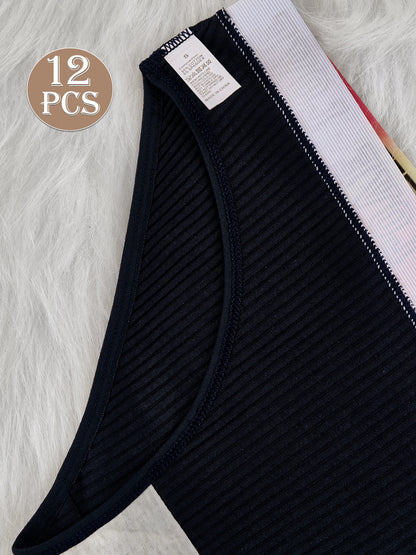 Women's Low Waist Panties – Ribbed Triangle Briefs | Soft Cotton Comfortable Underwear - ZOOMNSTORE