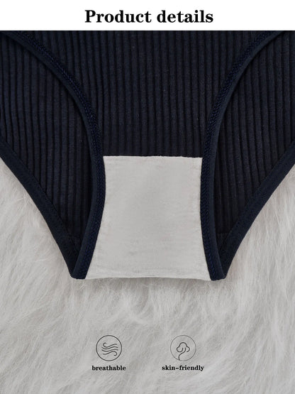 Women's Low Waist Panties – Ribbed Triangle Briefs | Soft Cotton Comfortable Underwear - ZOOMNSTORE