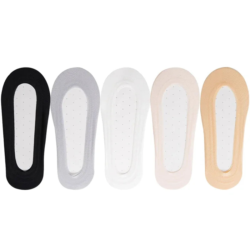 Womens No-Show Ankle Socks - 5 Pairs Cotton Invisible Low Cut Summer Boat Socks - ZOOMNSTORE
