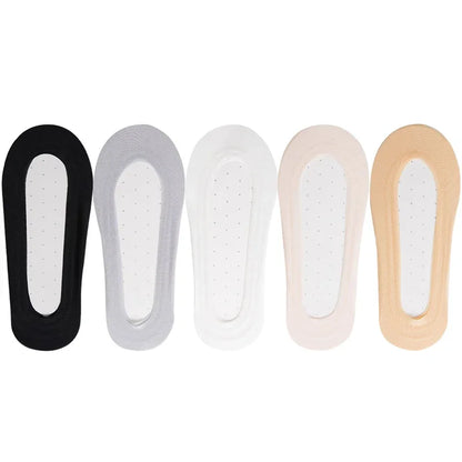 Womens No-Show Ankle Socks - 5 Pairs Cotton Invisible Low Cut Summer Boat Socks - ZOOMNSTORE