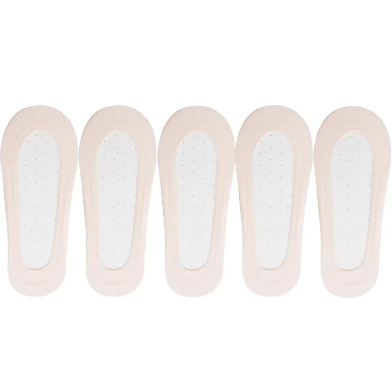 Womens No-Show Ankle Socks - 5 Pairs Cotton Invisible Low Cut Summer Boat Socks - ZOOMNSTORE