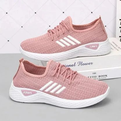Women's Running Sneakers – Lightweight Mesh Low-Top Sneakers with Elastic Band Closure - ZOOMNSTORE