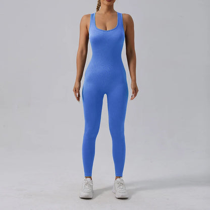 Women's Seamless Yoga Set | Ribbed One Piece Fitness Jumpsuit - High Waist Workout - ZOOMNSTORE