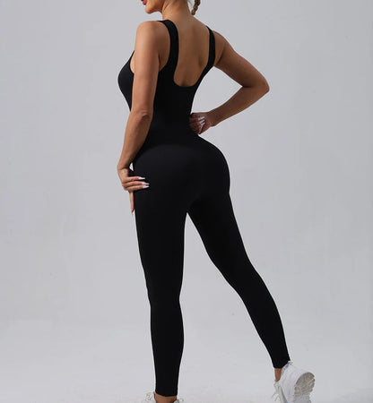 Women's Seamless Yoga Set | Ribbed One Piece Fitness Jumpsuit - High Waist Workout - ZOOMNSTORE