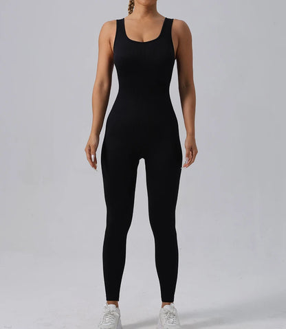 Women's Seamless Yoga Set | Ribbed One Piece Fitness Jumpsuit - High Waist Workout - ZOOMNSTORE