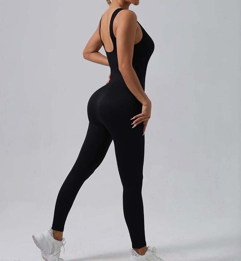 Women's Seamless Yoga Set | Ribbed One Piece Fitness Jumpsuit - High Waist Workout - ZOOMNSTORE